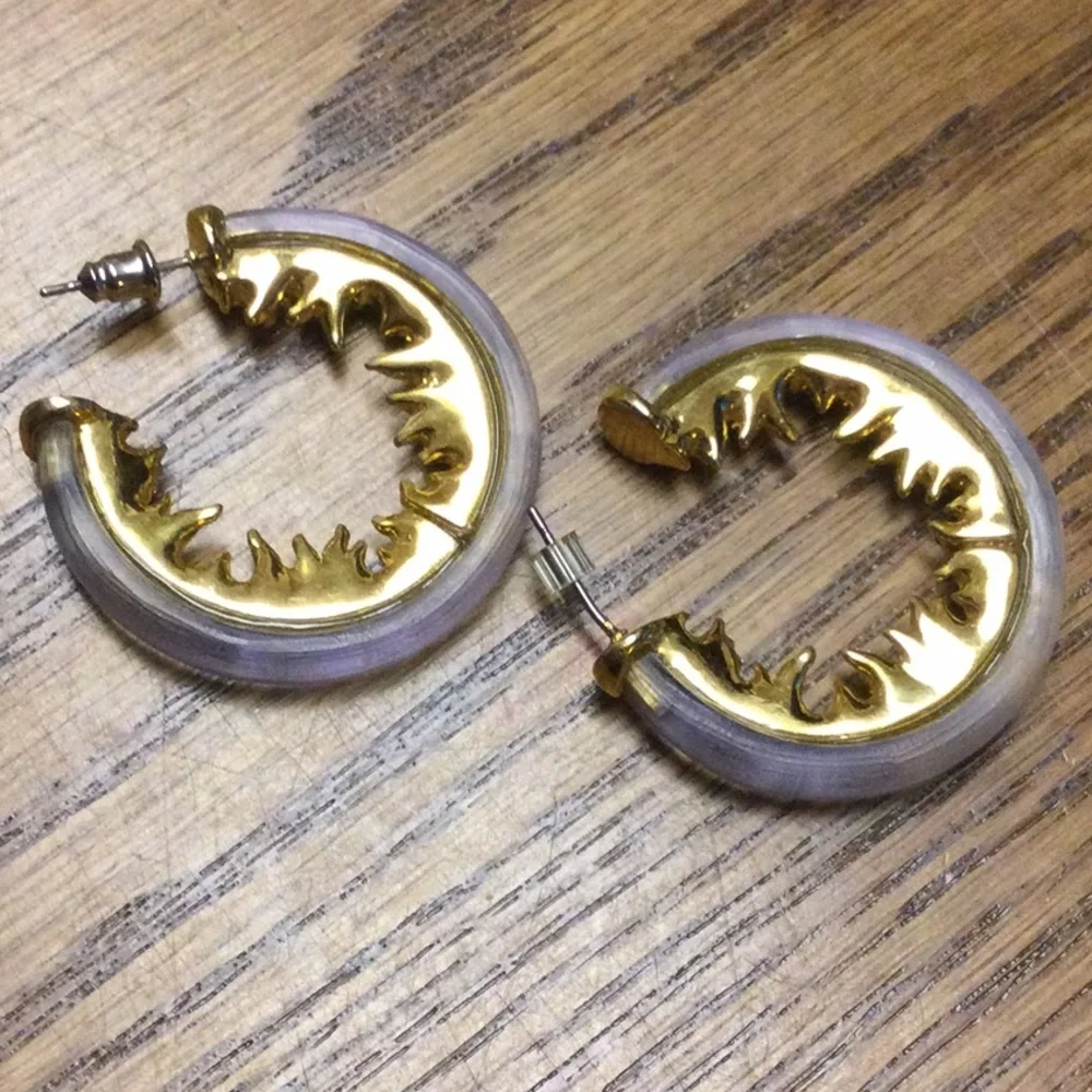 Alexis Bittar Lucite And Rhinestone Hoop Earrings - Picture 4 of 7